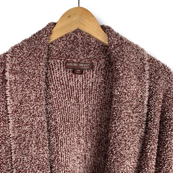 Barefoot Dreams Sweater Maroon Cozychic Cocoon Cardigan Small Medium Pockets - Picture 10 of 10